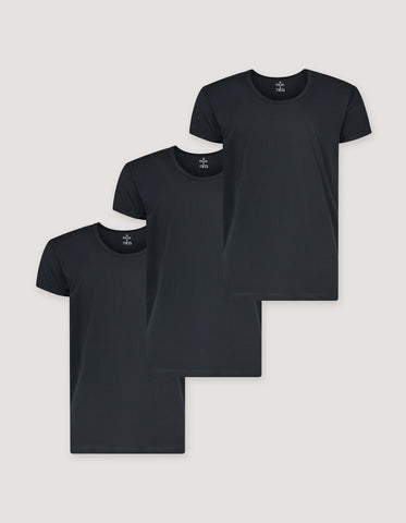 3 Pack Black Half Sleeve Vests