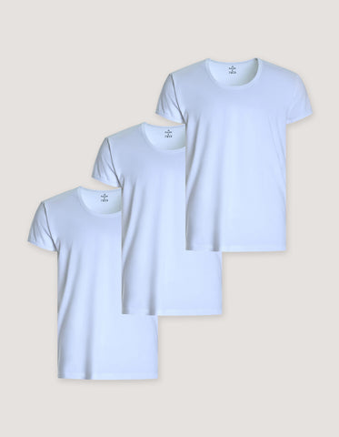 3 Pack White Half Sleeve Cotton Vests