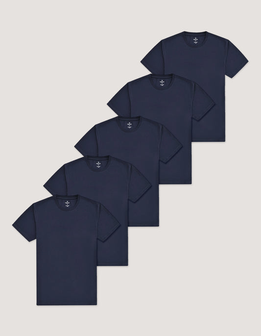 5 Pack Navy Essential Cotton Tees