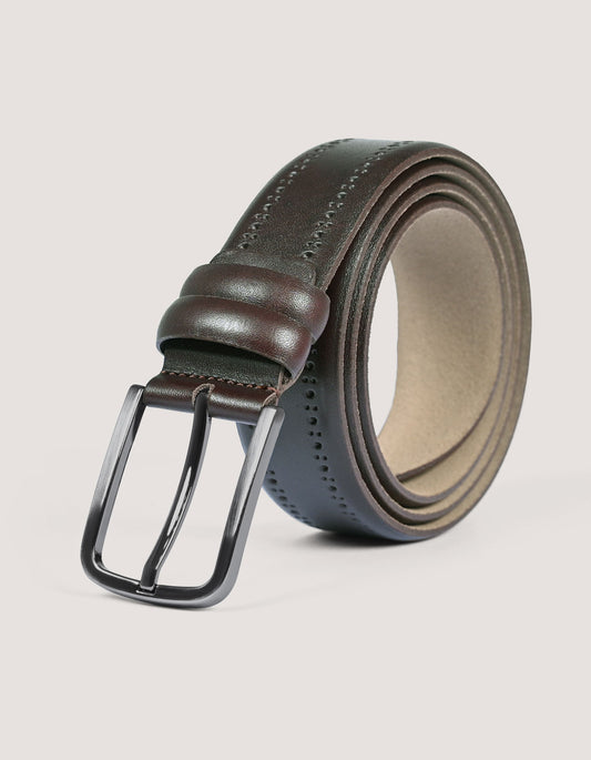 Dark Brown Formal Belt - Dotted