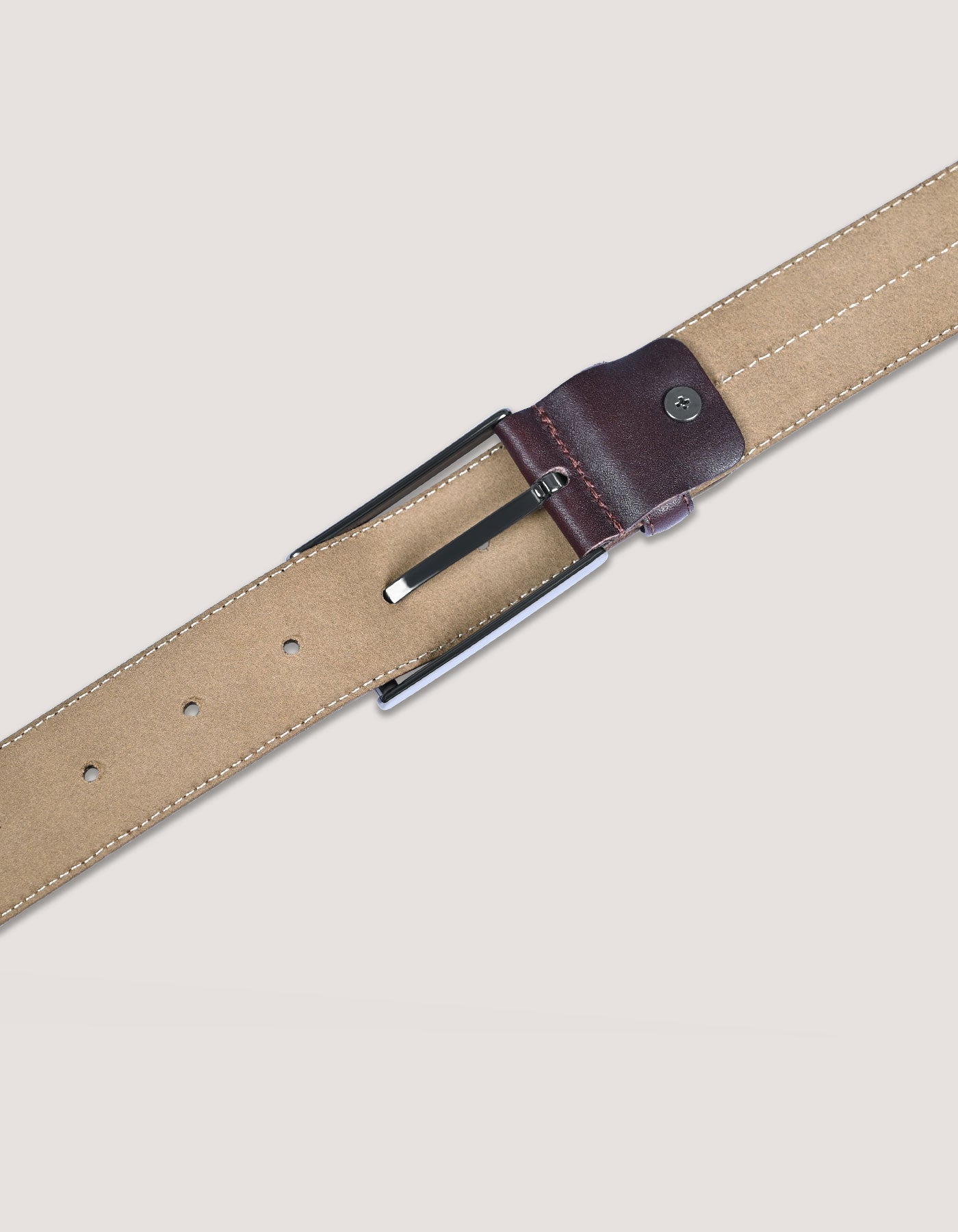 Center Stitched Dark Brown Formal Belt