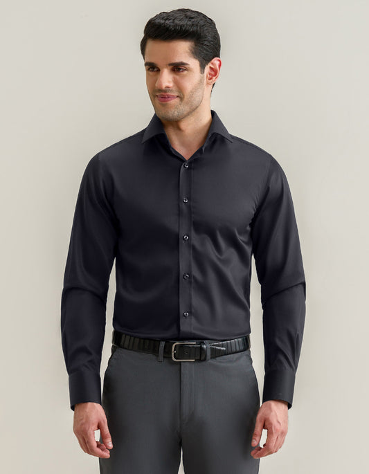 Easy Care Plain Formal Shirt - Black