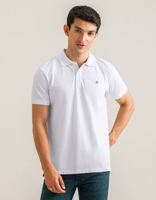 White Plain Pique Polo