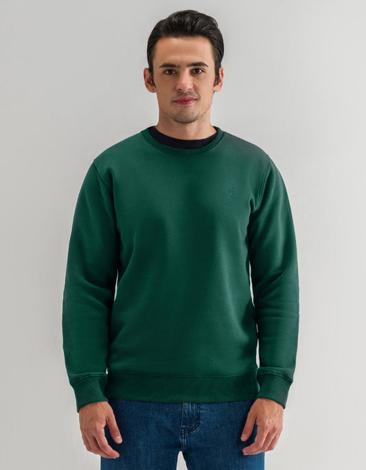 Sudadera de cuello redondo de polar verde británico