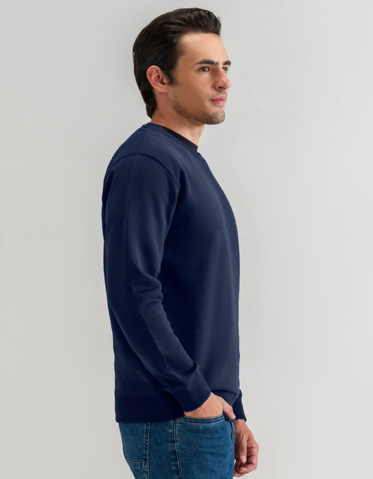 Navy Crew Neck Fleece Sweatshirt