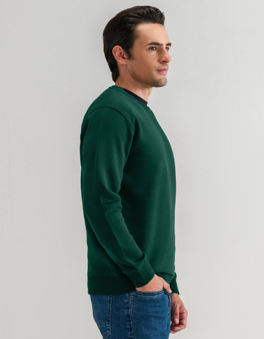 Sudadera de cuello redondo de polar verde británico