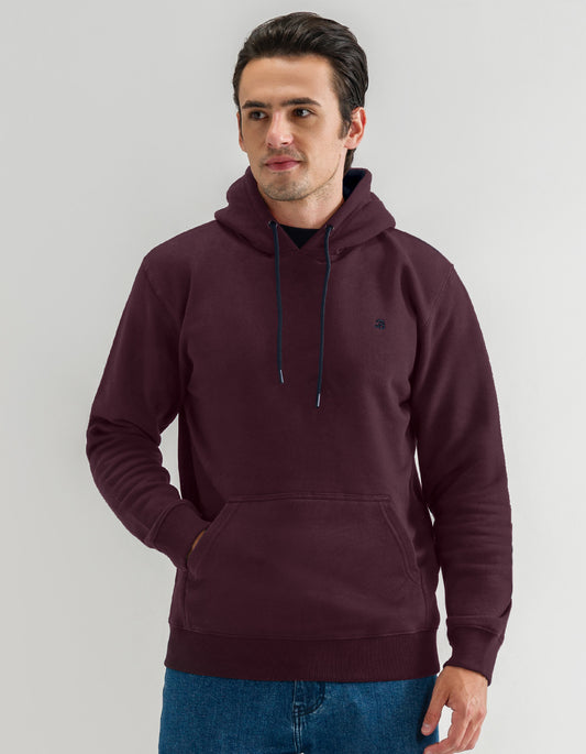 Maroon Plain Fleece Pullover Hoodie