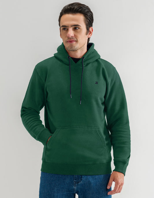 Sudadera con capucha de polar lisa de color verde británico