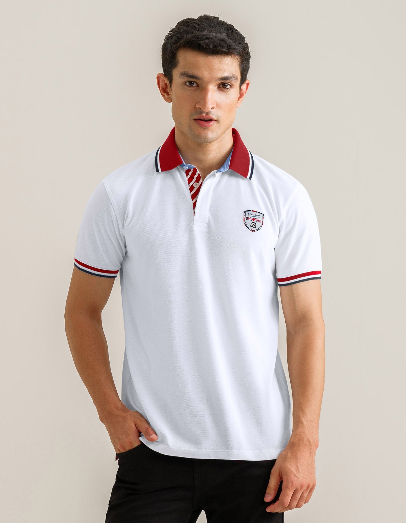 Polo Red And White Designer Shirt Red Designer Apparel White And