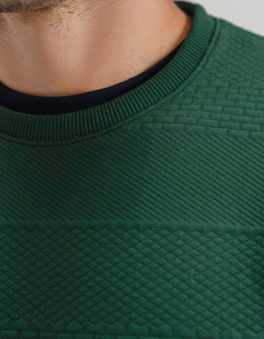 British Green Textured Jacquard Sweatshirt