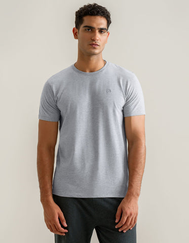 Camiseta de algodón premium en color gris jaspeado