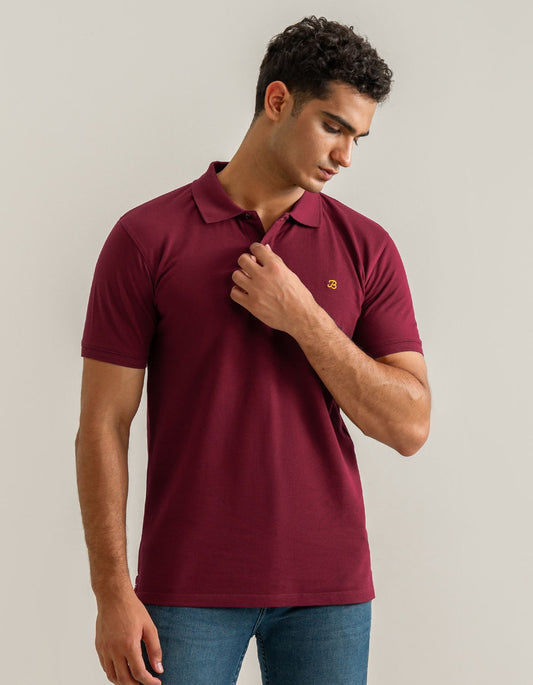 Maroon Plain Pique Polo