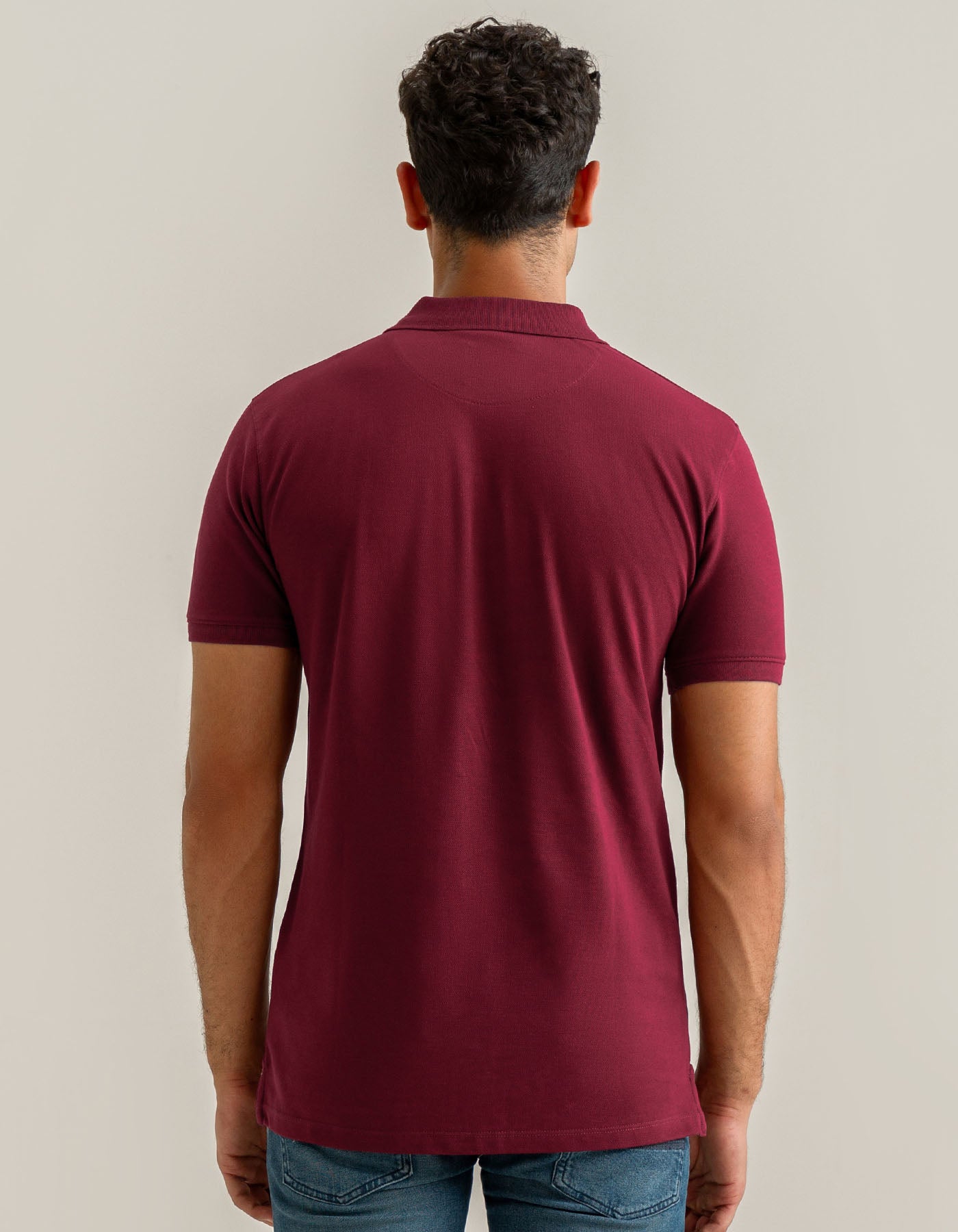 Maroon Plain Pique Polo