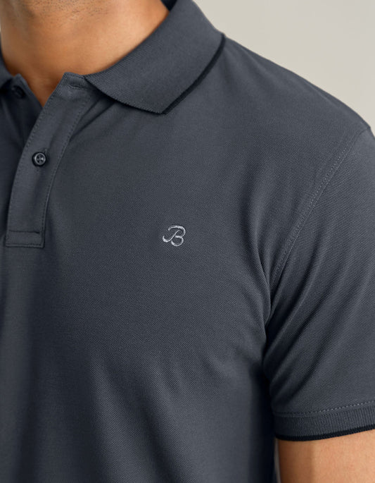 Charcoal Grey Premium Pique Polo