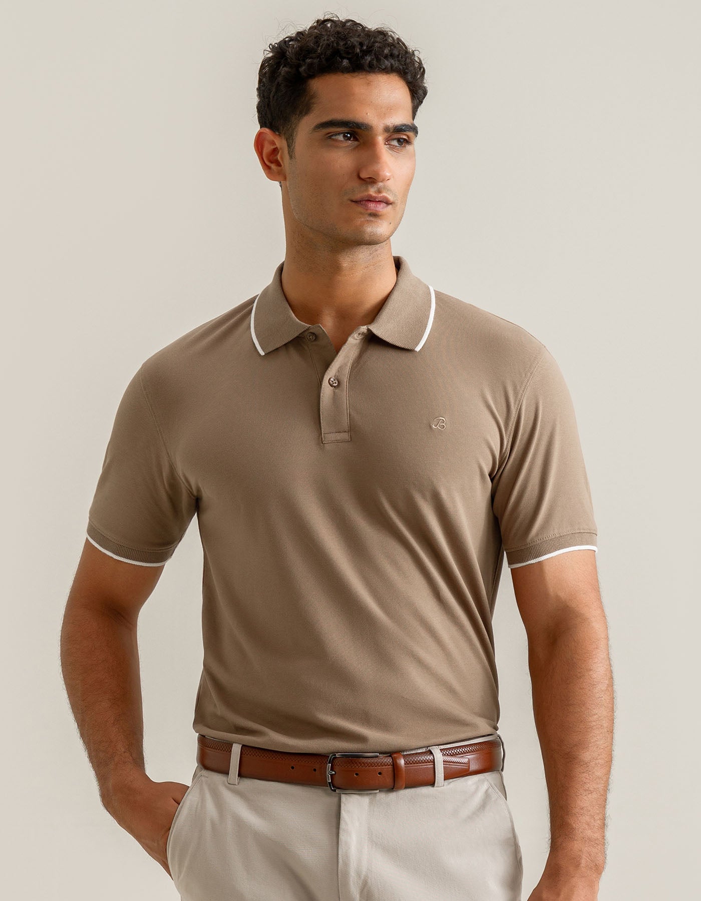 Men's Premium Camel Polo Shirt Brian Oak UK
