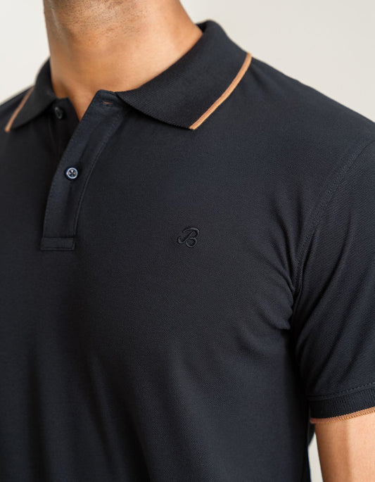 Polo de piqué premium negro