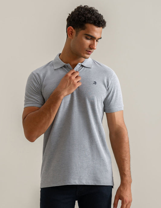 Polo liso gris jaspeado