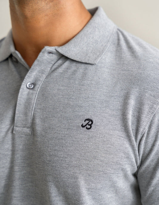 Heather Grey Plain Polo