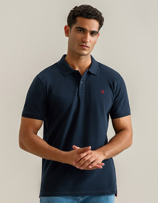 Plain Soft Cotton Polo - Navy