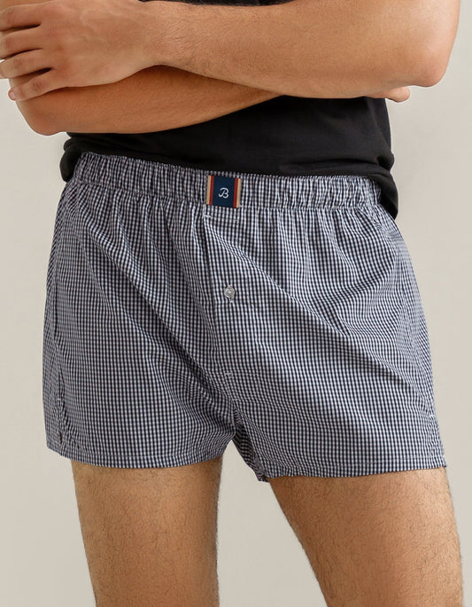 Black Woven Check Boxer