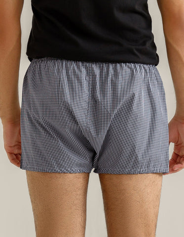 Black Woven Check Boxer