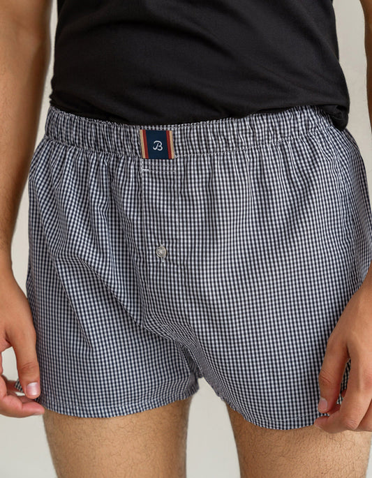 Black Woven Check Boxer