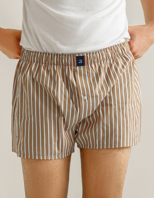 Light Brown Striped Woven Boxer