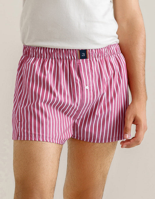 Maroon and White Striped Woven Boxer Short