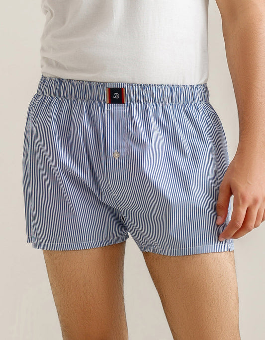 Blue Striped Woven Boxers