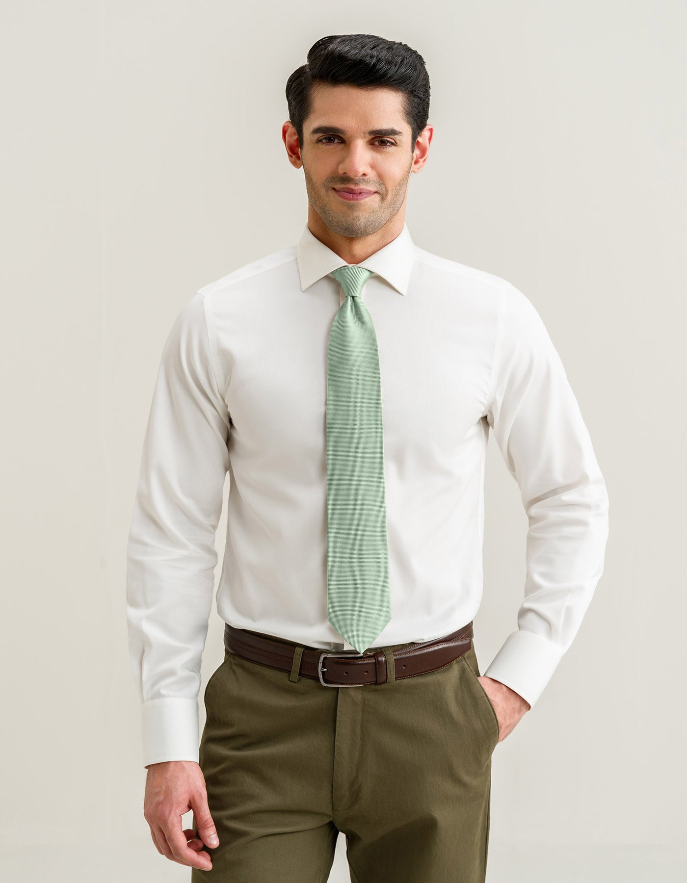 Mint Green Self Print Silk Tie