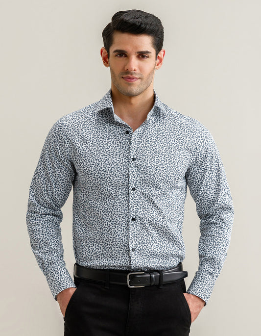 Easy Care Patterned Shirt - White