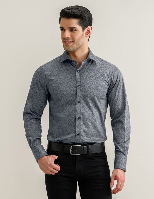 Floral Dress Shirt - Black and Grey