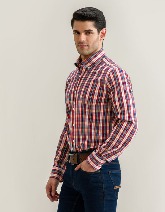 Camisa casual de cuadros multicolor