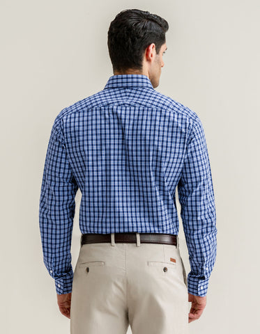 Camisa informal a cuadros azul marino