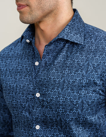 Camisa estampada – Azul marino y azul