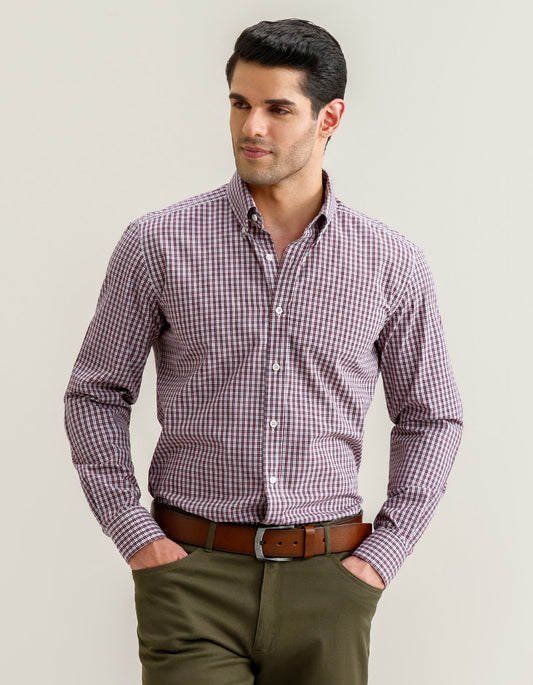 Maroon Check Casual Shirt