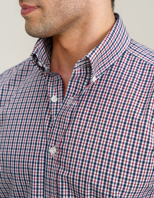 Easy Care Casual Check Shirt - Navy