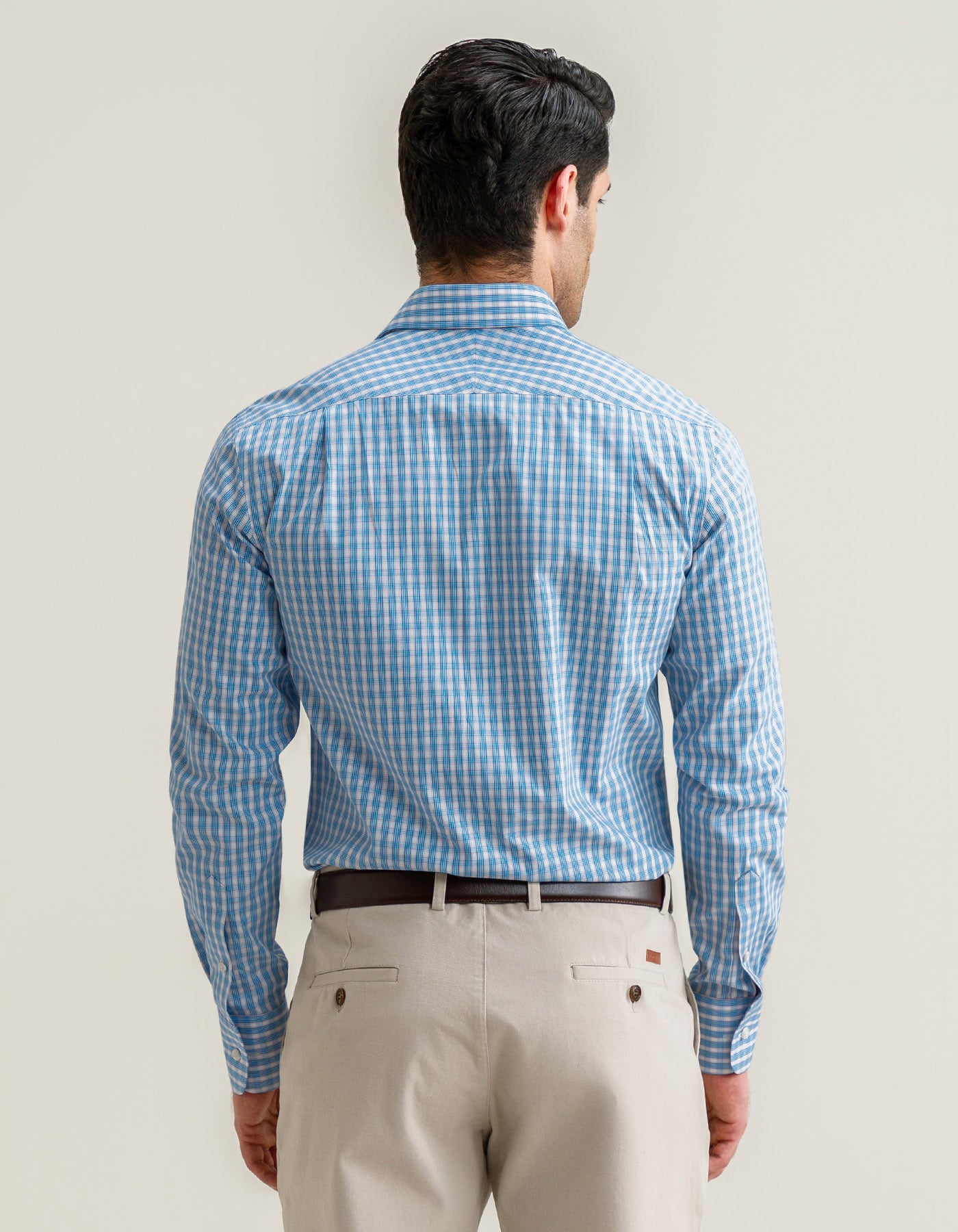 Mens Light Blue Check Dress Shirt