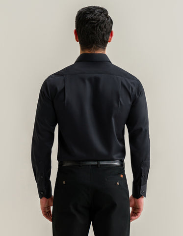 Easy Care Designer Black Satin Shirt