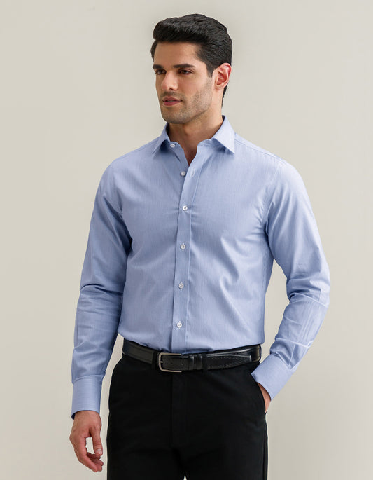 Camisa formal a cuadros de fácil cuidado – Azul claro