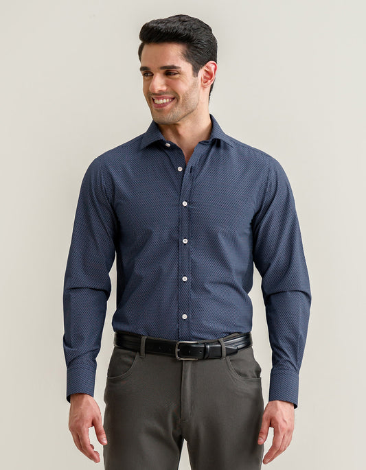 Patterned Dress Shirt – Navy Blue