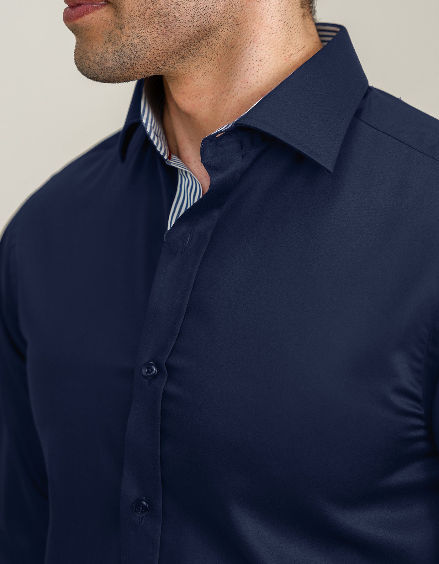 Plain Designer Satin Shirt - Navy