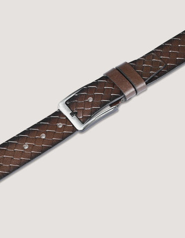 Embossed Dark Brown Casual Belt