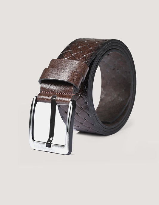 Two Tone Tan Brown Casual Textured Belt