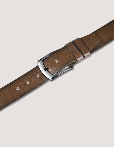 Dark Tan Casual Plain Leather Belt