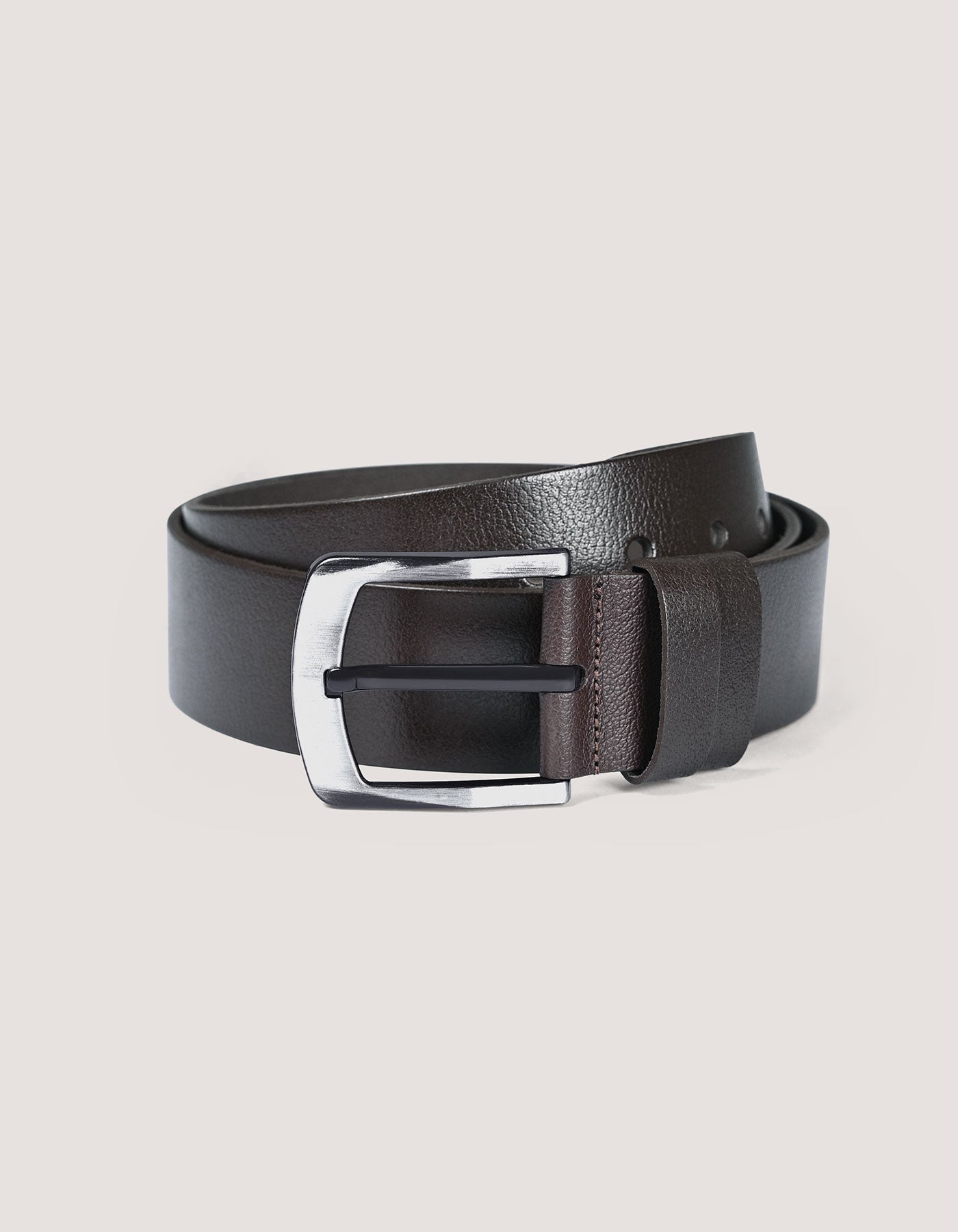 Casual Leather Belt in Dark Brown