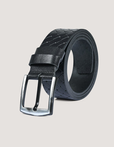 Embossed Black Casual Belt