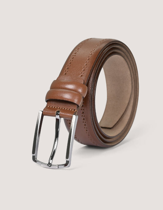 Brown Leather Belt With Texture