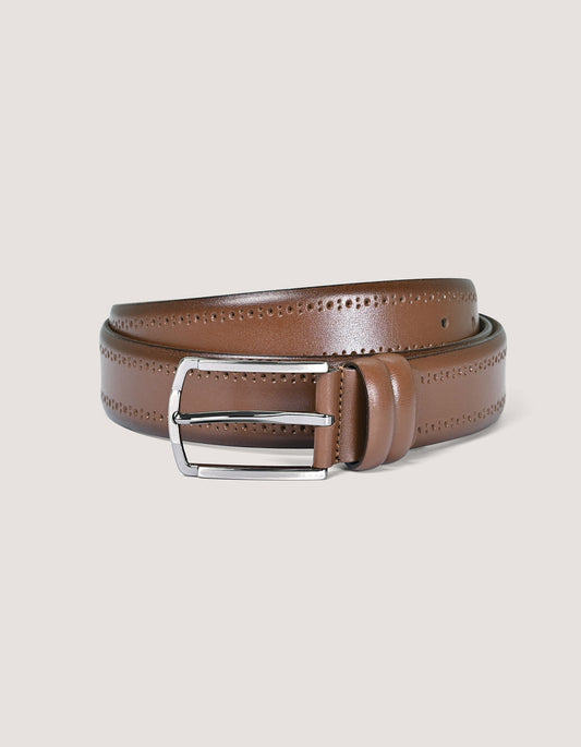 Textured Brown Formal Leather Belt