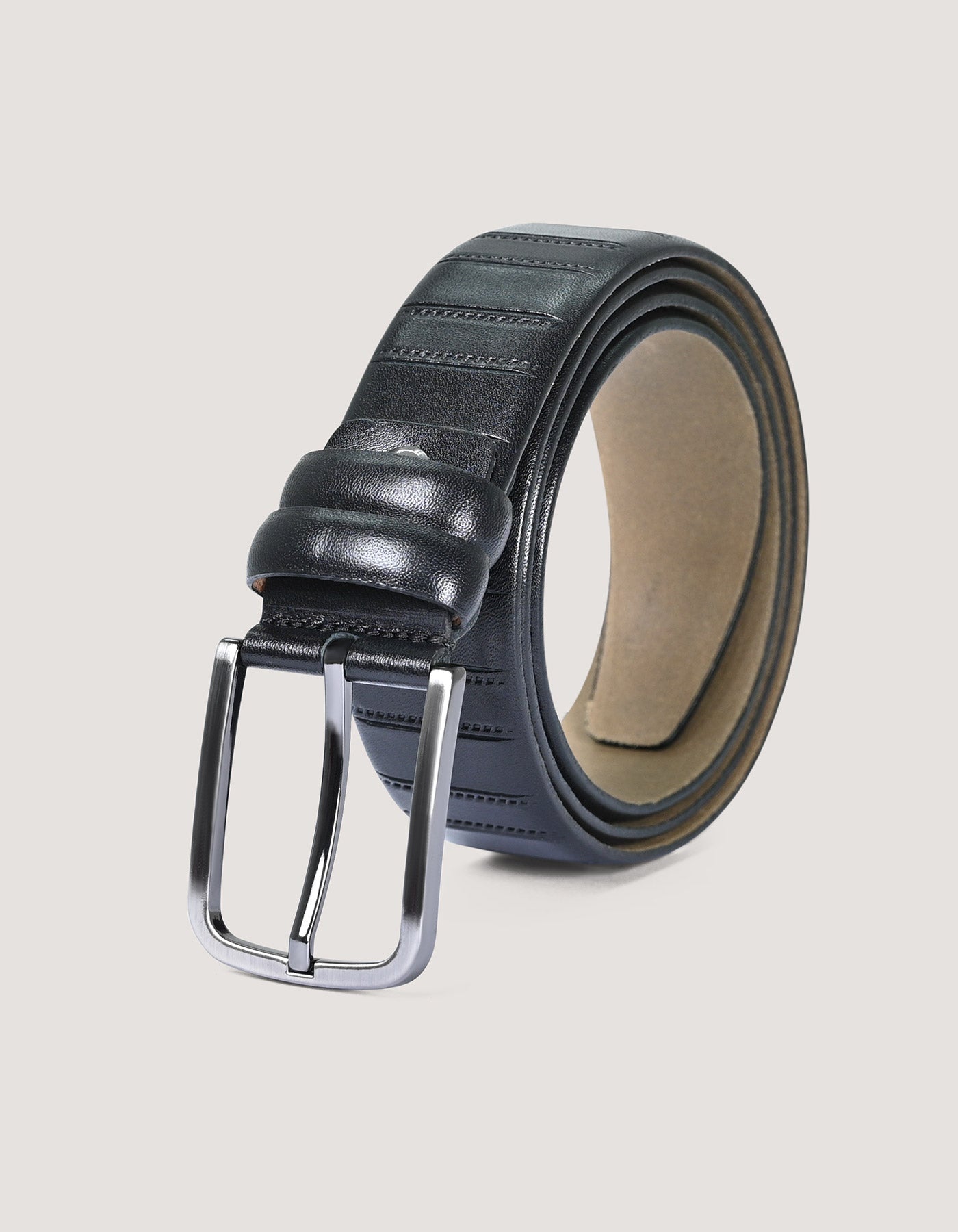 Textured Black Formal Leather Belt